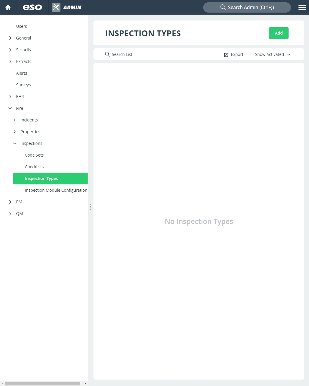Define inspection types for the Inspections module