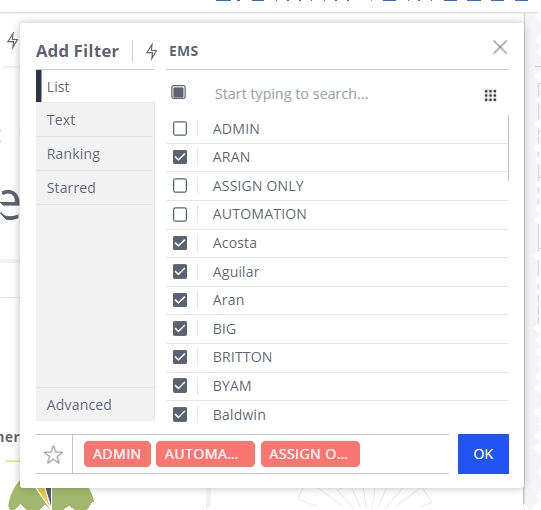 Work with dashboard filters