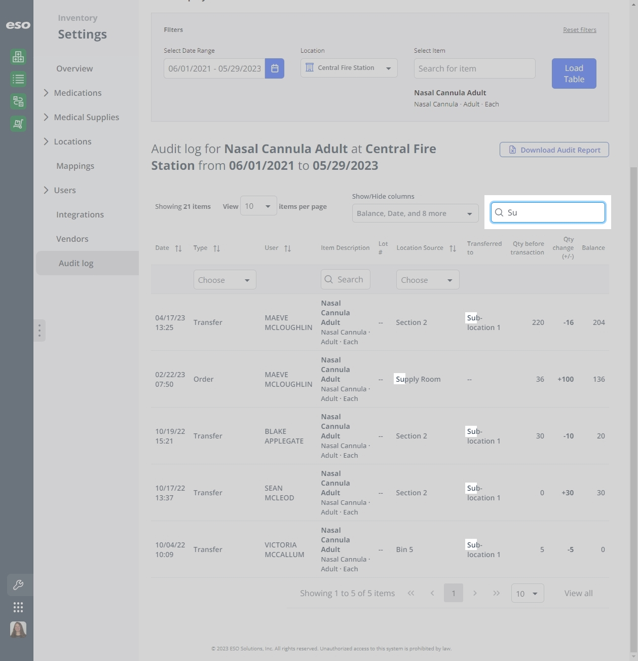 Generate an audit log