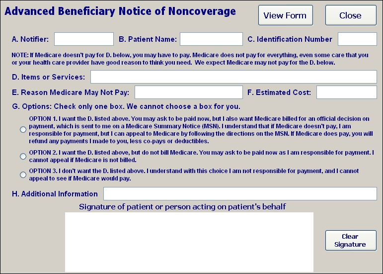 Attach an Advanced Beneficiary Notice (ABN)