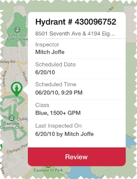 View a completed hydrant inspection