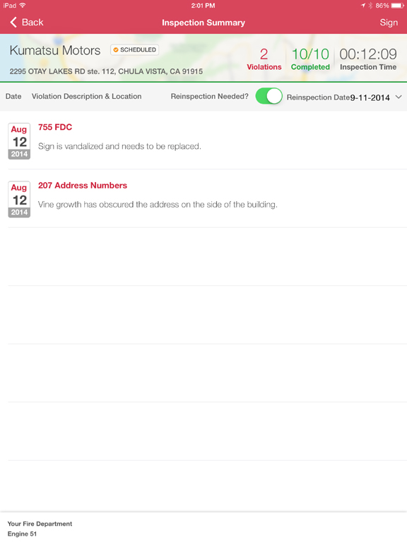 Inspect or re-inspect an occupancy